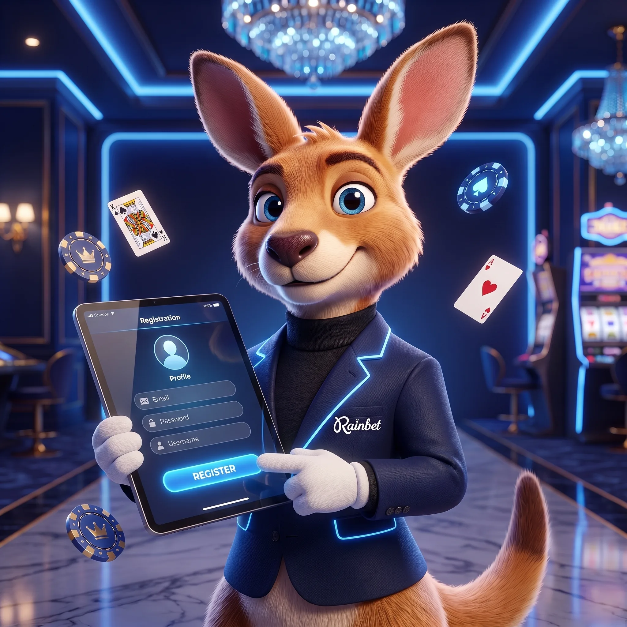 Rainbet kangaroo showing a registration form